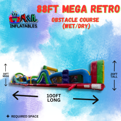 88ft Mega Retro Obstacle Course ( WET or DRY )