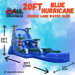 20ft Blue Hurricane Double Lane