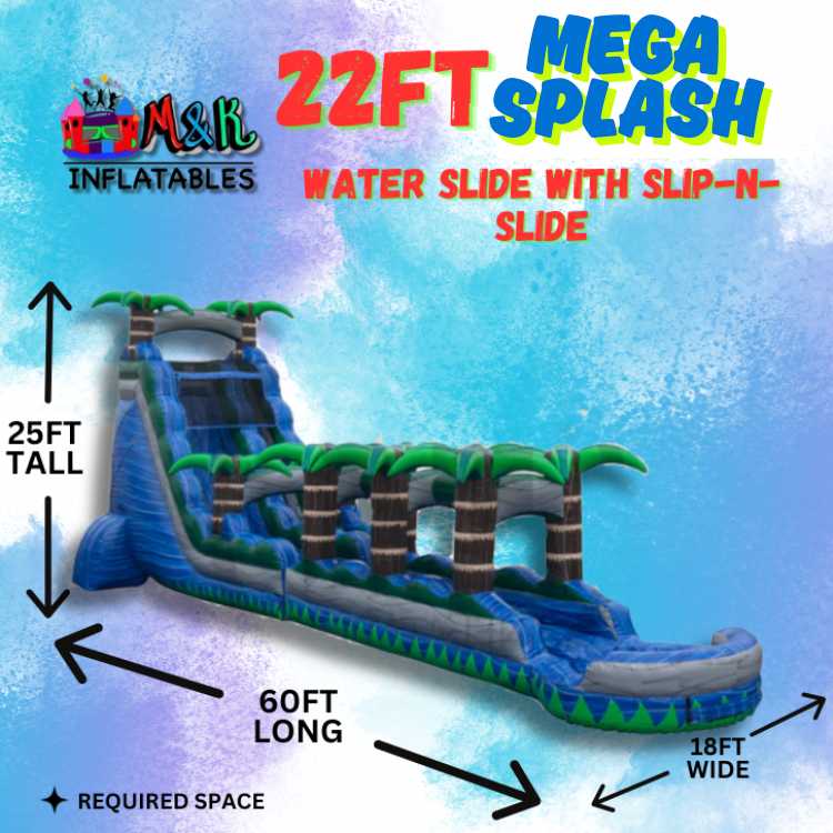 22 Ft Mega Splash Water slide with Slip & Slide 22 Ft Mega Splash Water slide with Slip & Slide